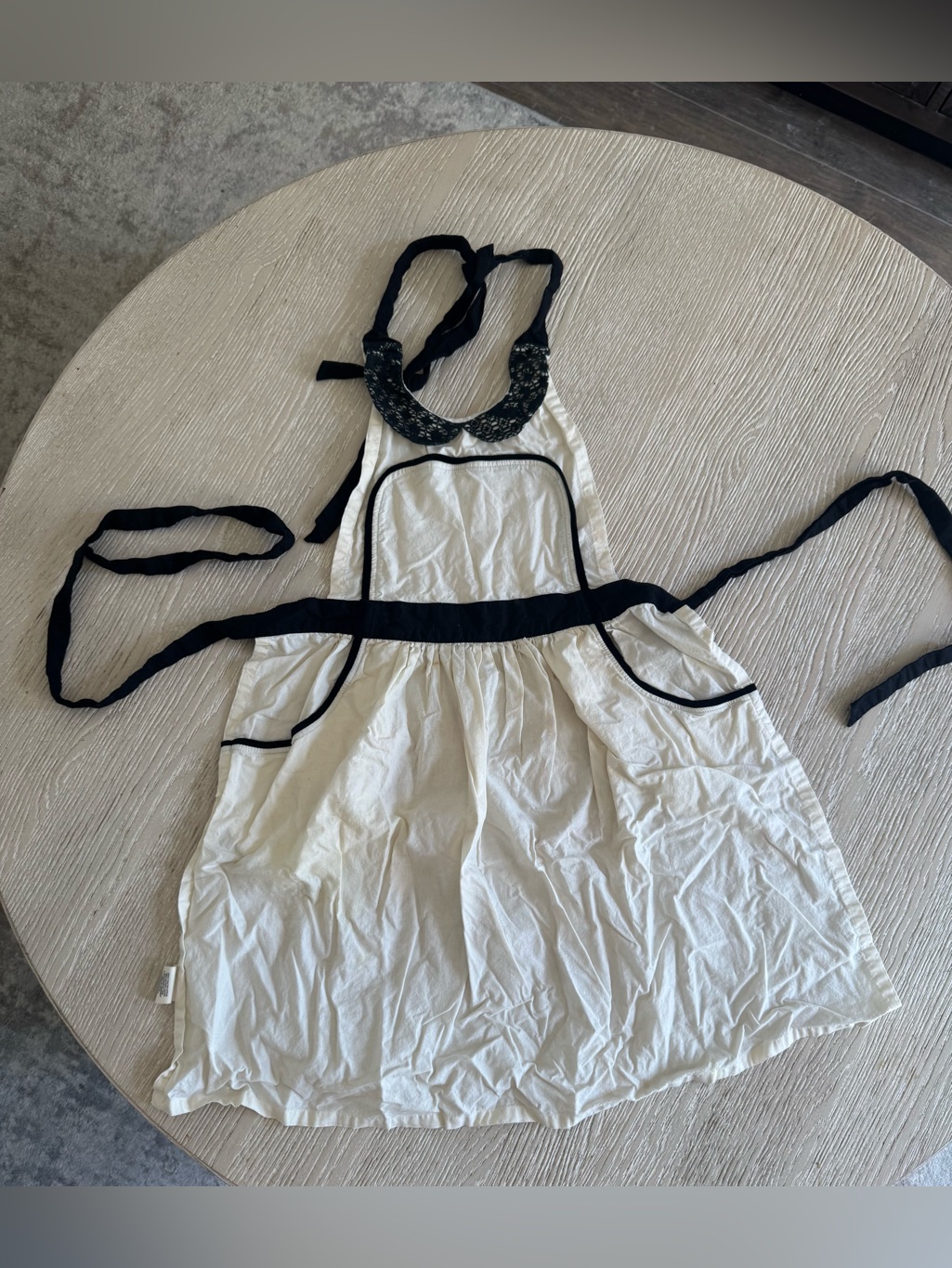 Anthropologie Boho Cream And Black Apron, Os